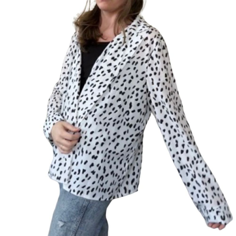 Ecowish Dalmatian Print Black White Long Sleeve Blouse Size X Large - Picture 13 of 13